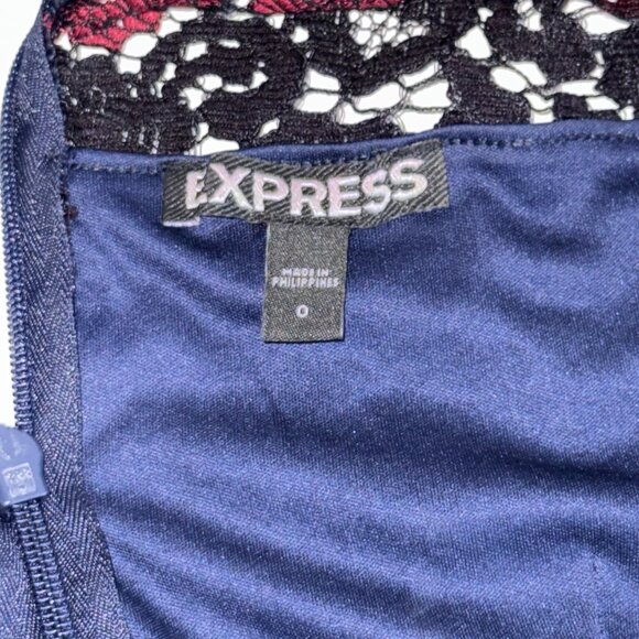 Express Lace Dress Short Sleeve Colorblock Womens Size 0 - Picture 4 of 7